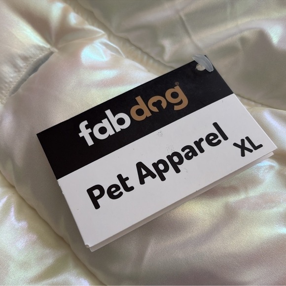 Dog Puffer Jacket in Iridescent White Fab Dog size XL - Picture 4 of 6